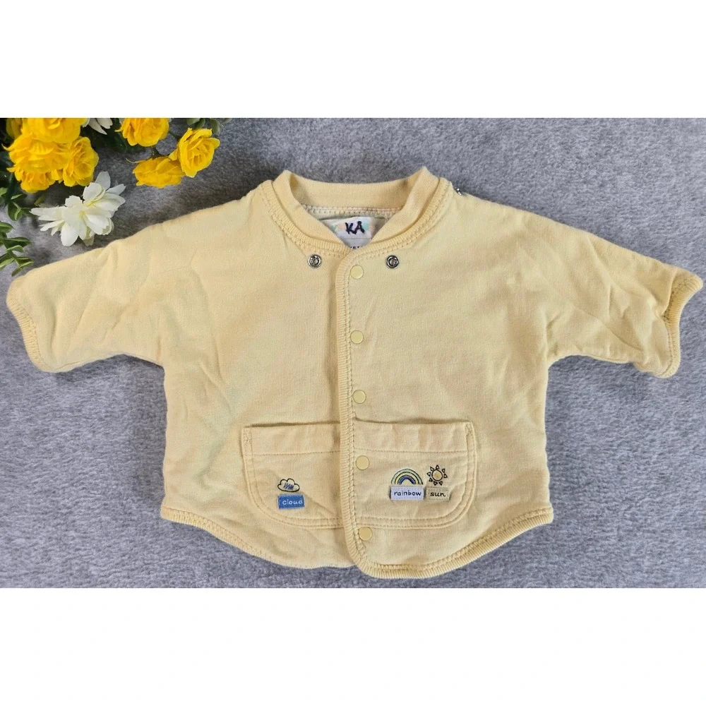 Vintage 1998 Gymboree Baby Cardigan Yellow Pastel Spring Abroad Snap Front 0-3m